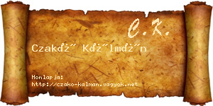 Czakó Kálmán névjegykártya